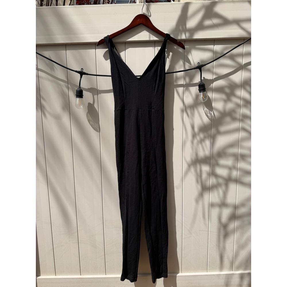 Guess Los Angeles Black V-Neck Crisscross Open Back Jumpsuit Small